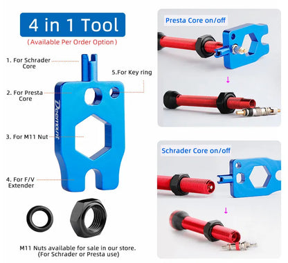 Deemount 2PCS Bicycle Tubeless Schrader Valves — Brass Core CNC Anodized MTB & Road Bike Rim Nipple