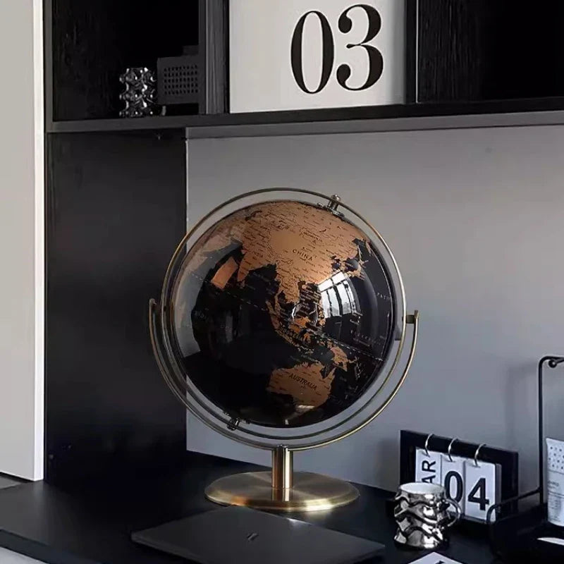 Rotating World Globe with Metal Base – Educational Geography Globe for Children, Classroom Learning Stand