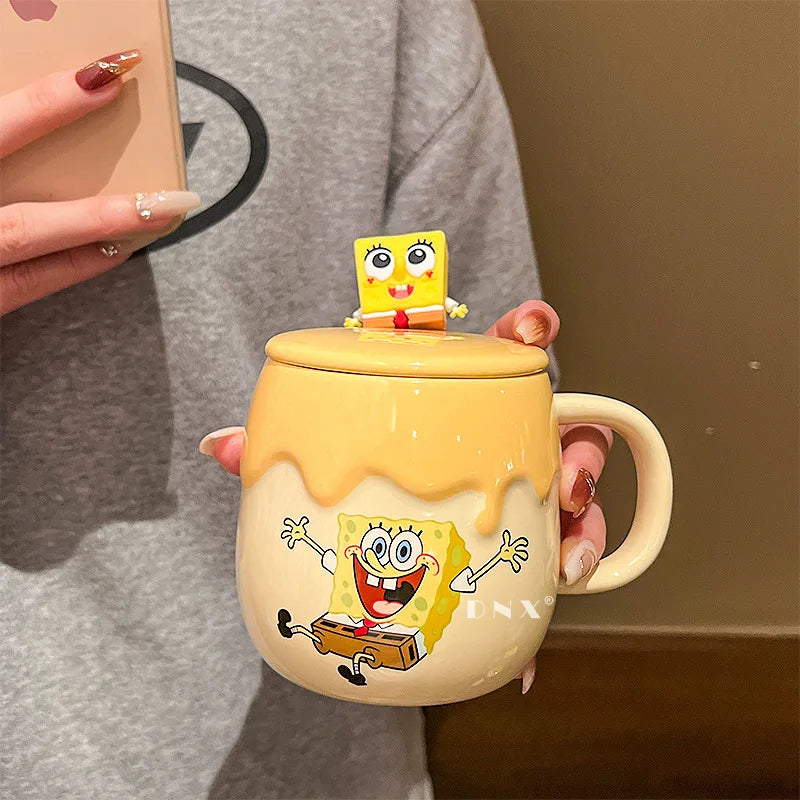 Potdemiel SpongeBob & Patrick Star Ceramic Mug — Kawaii Cartoon Anime Water Cup, Cute Gift for Friends’ Birthdays