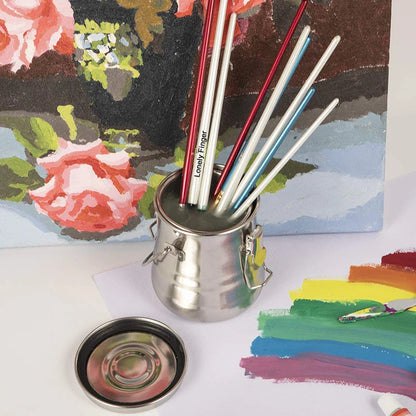 Stainless Steel Paint Brush Cleaner & Holder – Airtight Medium Brush Washer with Removable Filter for Artists