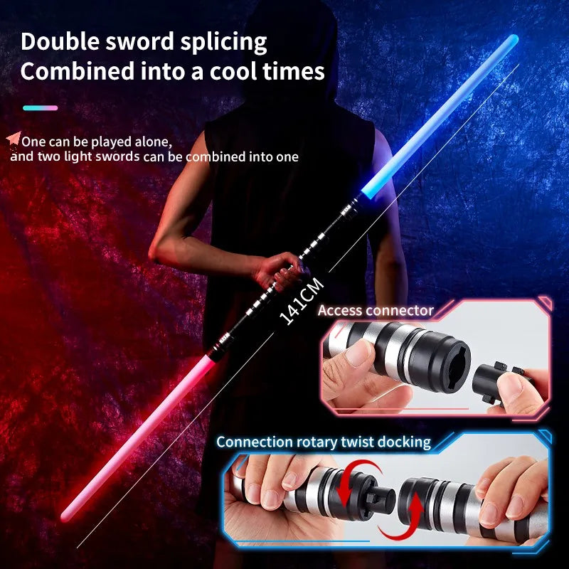 REikirc 75cm RGB Lightsaber – 2 in 1 7 Color Light Sword Toy for Kids & Parties