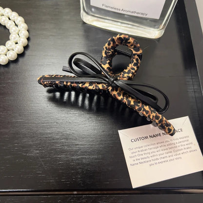Leopard Print Acrylic Hair Grab Clip | Large Arc Cross Square Geometric Shark Clip for Women