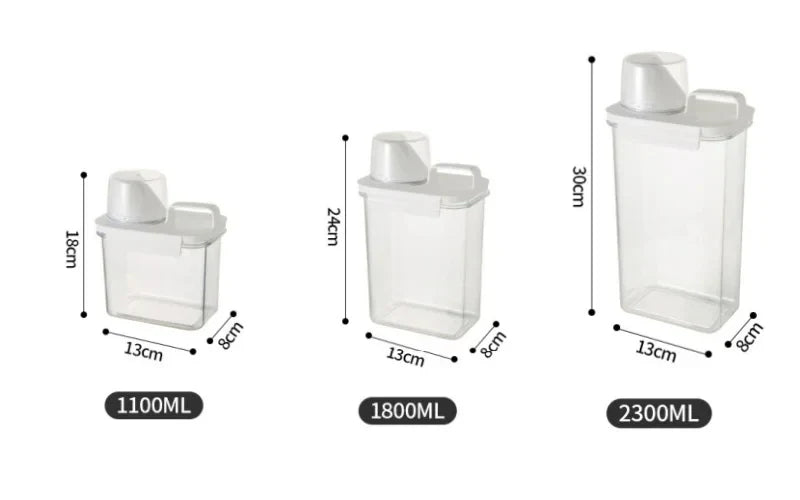 Airtight Laundry Detergent Dispenser – Clear Powder & Liquid Storage Container with Lid Jar