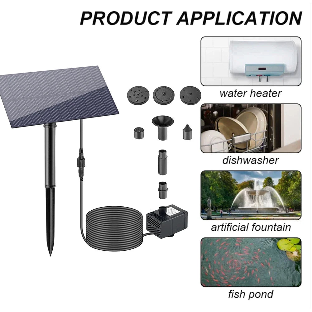 5W Solar Powered Water Fountain – Garden Decoration with Stake, Water Pump & Energy-Saving Watering System for Fish Tanks