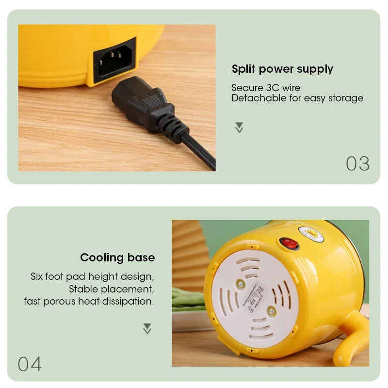 1.8L Mini Electric Hot Pot – Multifunctional Cooking Pot for Noodles & Small Meals, Stainless Steel Liner