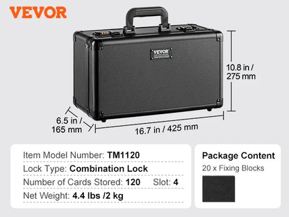VEVOR Graded Card Storage Box – 4 or 5 Slot Foam Divider Case with Key or Coded Lock for PSA 96/108/120/162 Cards