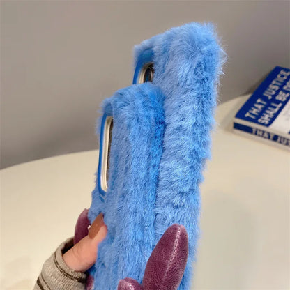 Cute Cartoon Stitch Plush Phone Case with Lens Holder – Shockproof Cover for Samsung Galaxy S23/S24/S25 Plus Ultra A56