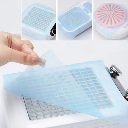 100pcs Disposable Nail Art Vacuum Dust Collector Filter Paper – Pink, Blue & White Manicure Machine Accessories