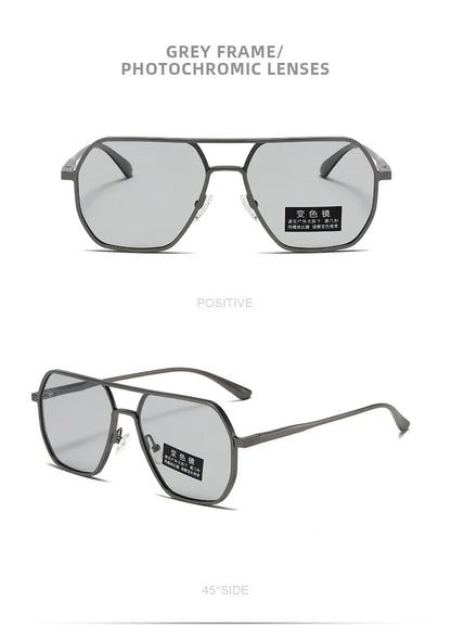 Luxury Metal Photochromic Sunglasses – Fashion Polarized UV400 Chameleon Anti-Glare Driving Glasses for Men & Women