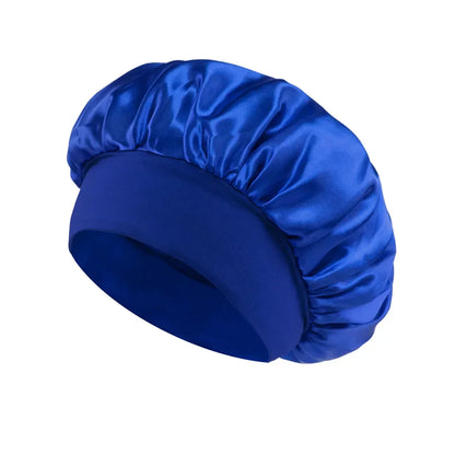 Women’s Satin Hair Bonnet – Solid Silk Sleeping Cap with Wide Brim and Elastic Soft Band for Hair Care