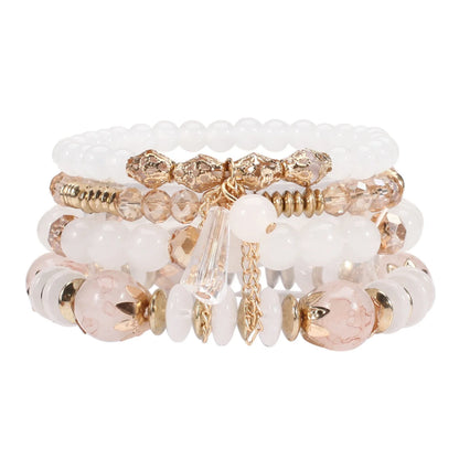 Bohemian Stackable Bead Bracelets - Multilayer Charm Stretch Bangles for Women
