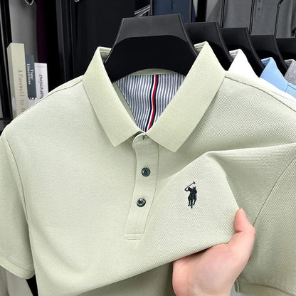 Men's 100% Cotton Embroidered Polo Shirt - Premium Summer Golf Casual Short Sleeve Top