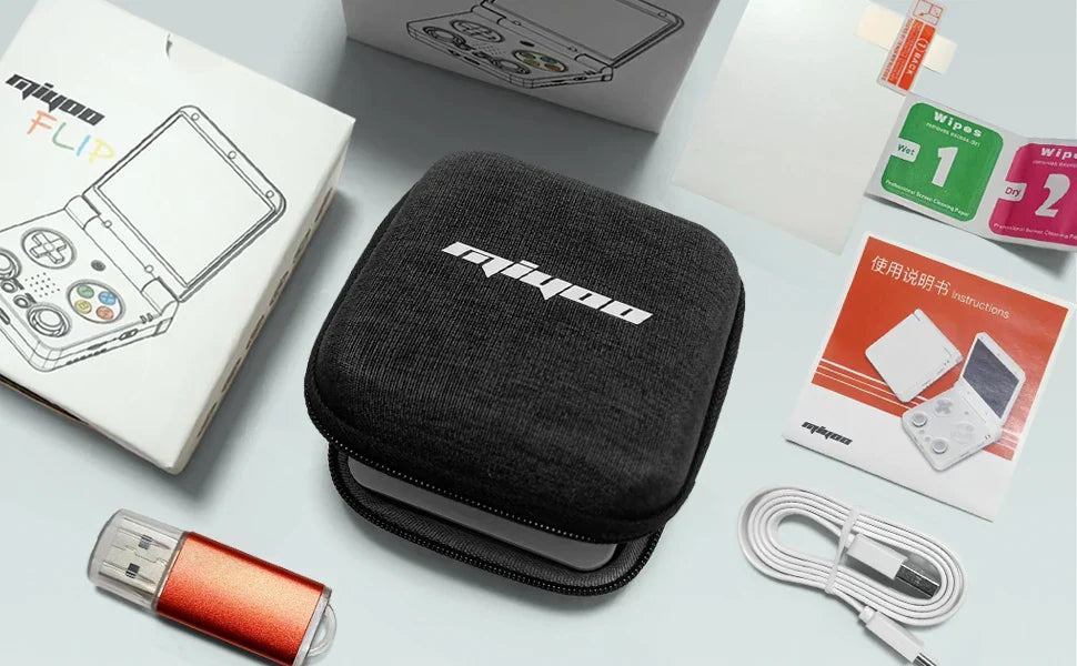 MIYOO Flip V2 Handheld Retro Game Console – 3.5'' IPS Screen, Compact & Portable Gaming Device for Travel or Gifts