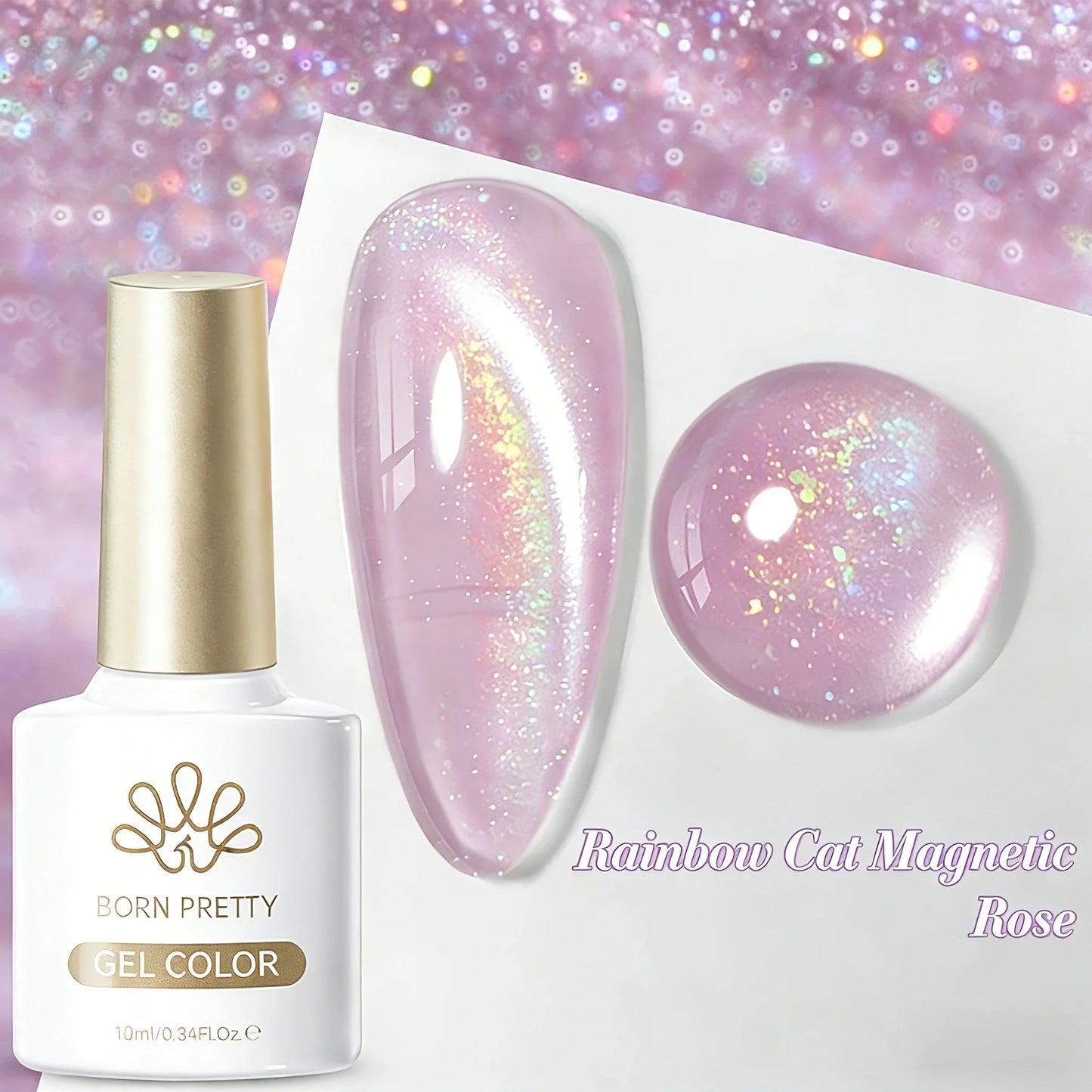 BORN PRETTY Cat Magnetic Gel Nail Polish 117 Colors 10ml Full Coverage Semi-Permanent Soak-Off Nail Varnish for Salon Manicure Glitter Cat Eye Nails