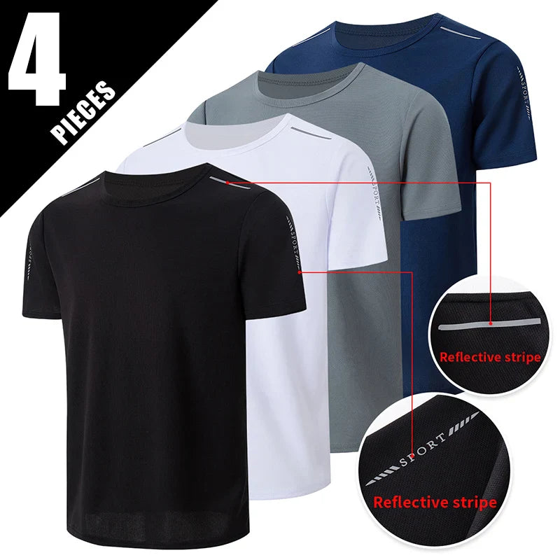 Men’s Summer Quick-Dry Sports T-Shirt – Printed Short Sleeve Loose Fit Athletic Running & Fitness Top for Teens and Adults