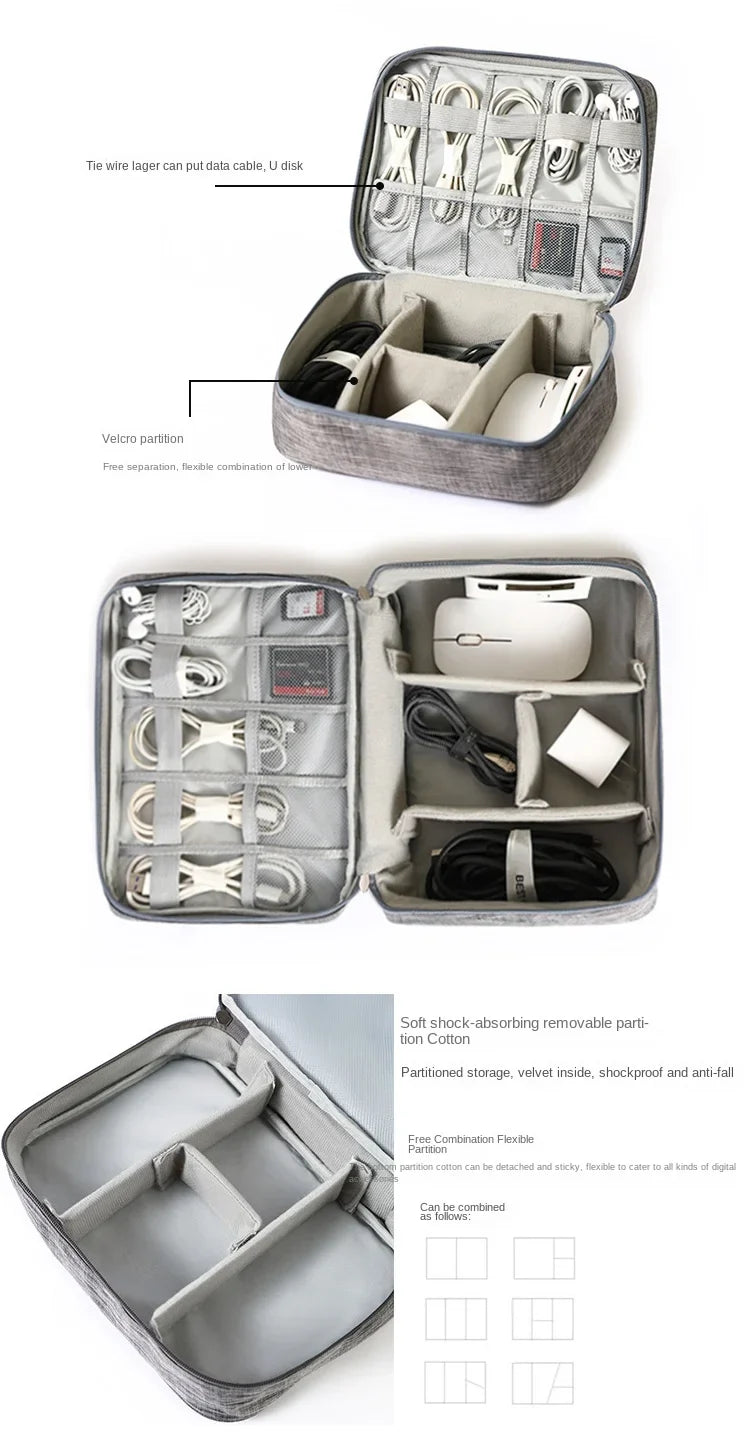 Waterproof Portable Cable Storage Bag – Digital Organizer for USB Cables, Chargers & Travel Accessories