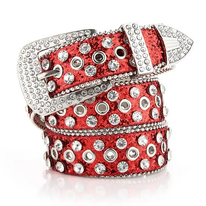Women's Rhinestone Studded Belt - Hollow Pin Buckle Wedding & Party Accessory