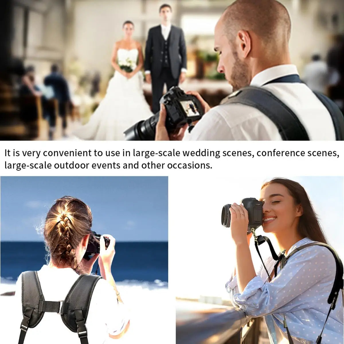 K Double Shoulder Camera Strap – Quick Release Belt Harness for DSLR Cameras & Camcorders, Compatible with Canon Nikon Sony