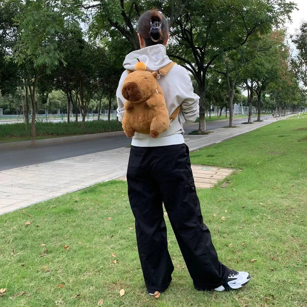 Kawaii Capybara Plush Backpack: Fashionable Plushie Doll Fur Bag - Children's Shoulder Bag Mini Knapsack, Cute Gift for Girlfriend