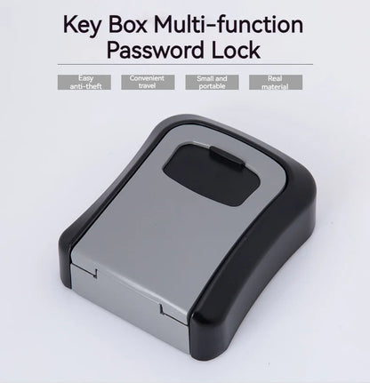 Wall Mount Key Lock Box - 4 Digit Password Code Security Lock for Home Office, Key Safe Secret Storage Box Organizer, No Key Needed