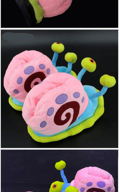 Funny Snail Cartoon Slippers – Warm Cotton Indoor Anti-Slip Shoes for Men & Women Winter