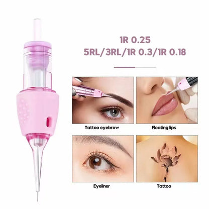 20pcs Gray Tattoo Cartridge Needles – Disposable Sterile Membrane System for Permanent Makeup Machines & Grips