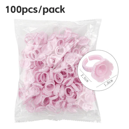 AILEISHI 100PCS Disposable Eyelash Glue Cup Rings – Lash Extension Pigment Holder Tattoo Makeup Tools