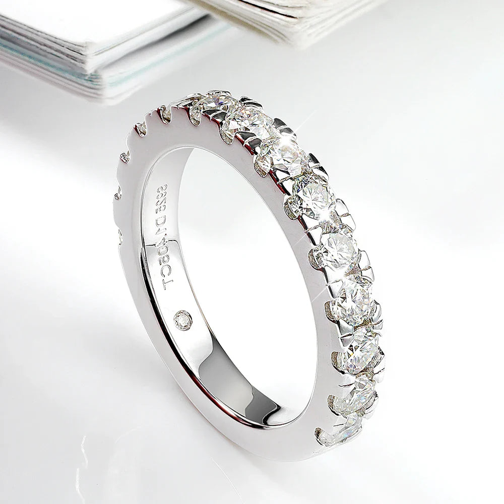 Serenity D Color VVS1 Moissanite Row Ring 1.4cttw — 100% S925 Sterling Silver Lab Diamond Ring for Women, 18K Plated Anniversary Gift