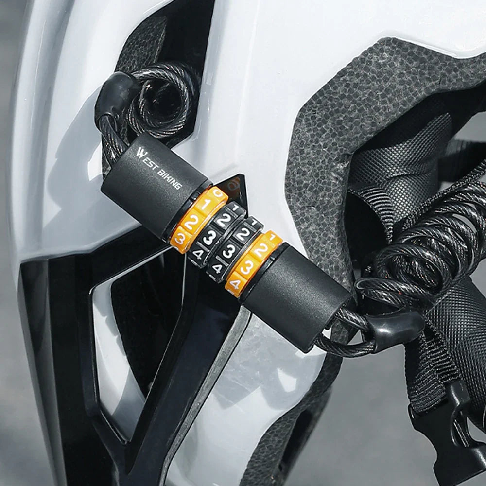 Ultimate Security: Bicycle Safety Lock with 4-Digit Combination - Anti-Theft Elasticity for Bike Helmets & Road Cycling Protection