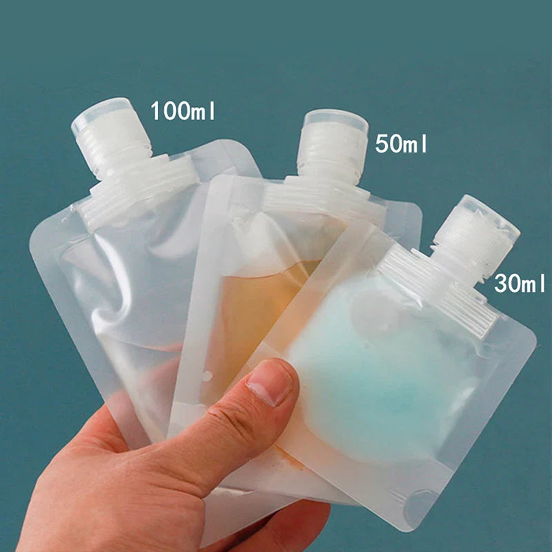 30/50/100ml Refillable Travel Packaging Bags – Portable Lotion, Shampoo, Shower Gel & Makeup Fluid Bottles for Cosmetics