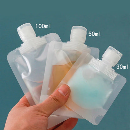 30/50/100ml Refillable Travel Packaging Bags – Portable Lotion, Shampoo, Shower Gel & Makeup Fluid Bottles for Cosmetics