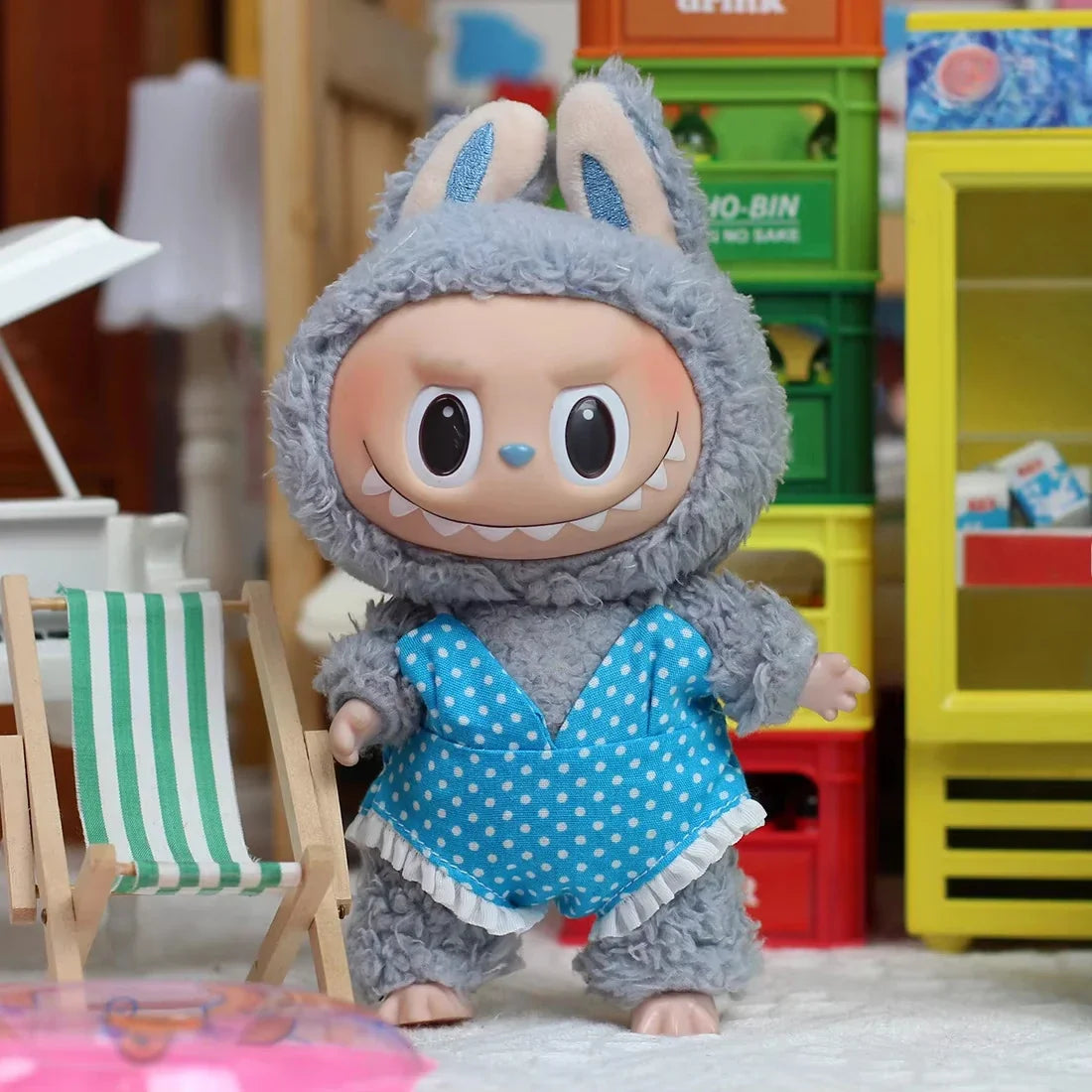 Mini Doll Swimsuit Outfit - Solid Color Clothing Accessories for 15-17cm Labubu and 10cm Cotton Dolls