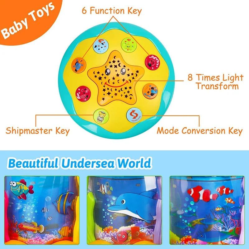 Baby Ocean Light Projector Toy - Musical Montessori Sensory Learning Toy for Toddlers 1-3 Years