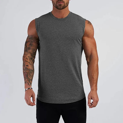 Men's Cotton Gym Tank Top - Sleeveless Workout Bodybuilding Shirt Fitness Sportswear Muscle Singlet Vest