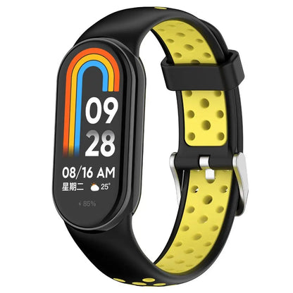 Two-Color Silicone Sport Strap for Xiaomi Mi Band 9 & 8 – Breathable Smartwatch Wristband Accessory