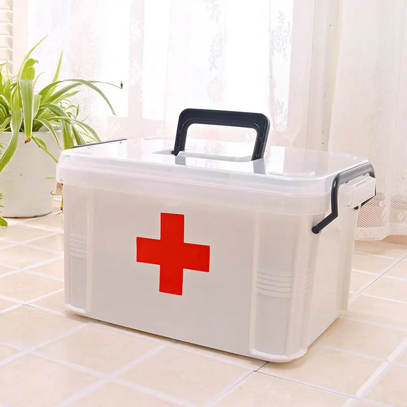 Double-Layer Futuristic Medicine Storage Box - Portable Household Emergency Medical Kit Organizer