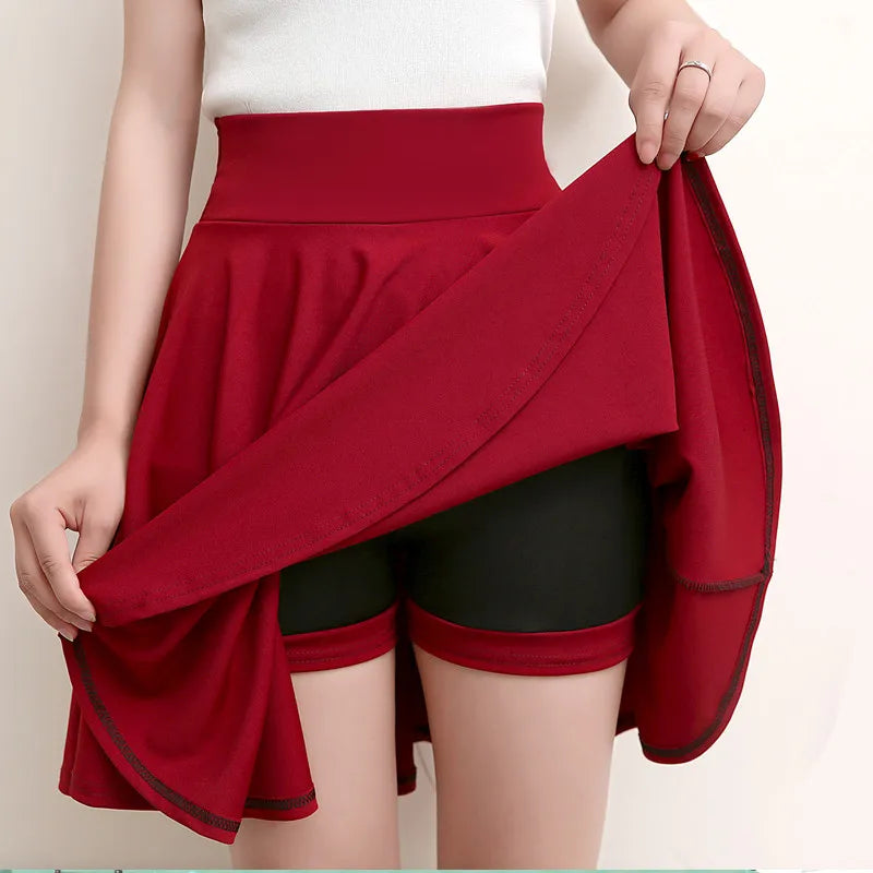 Women’s Flared Mini Skirt with Built-In Shorts – Pleated Skater Style Casual Fashion Skirt, Plus Size 2025 Design