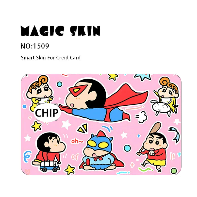 Anime Crayon Shin-Chan Poker PVC Sticker — Waterproof Cartoon Skin for Credit & Debit Cards
