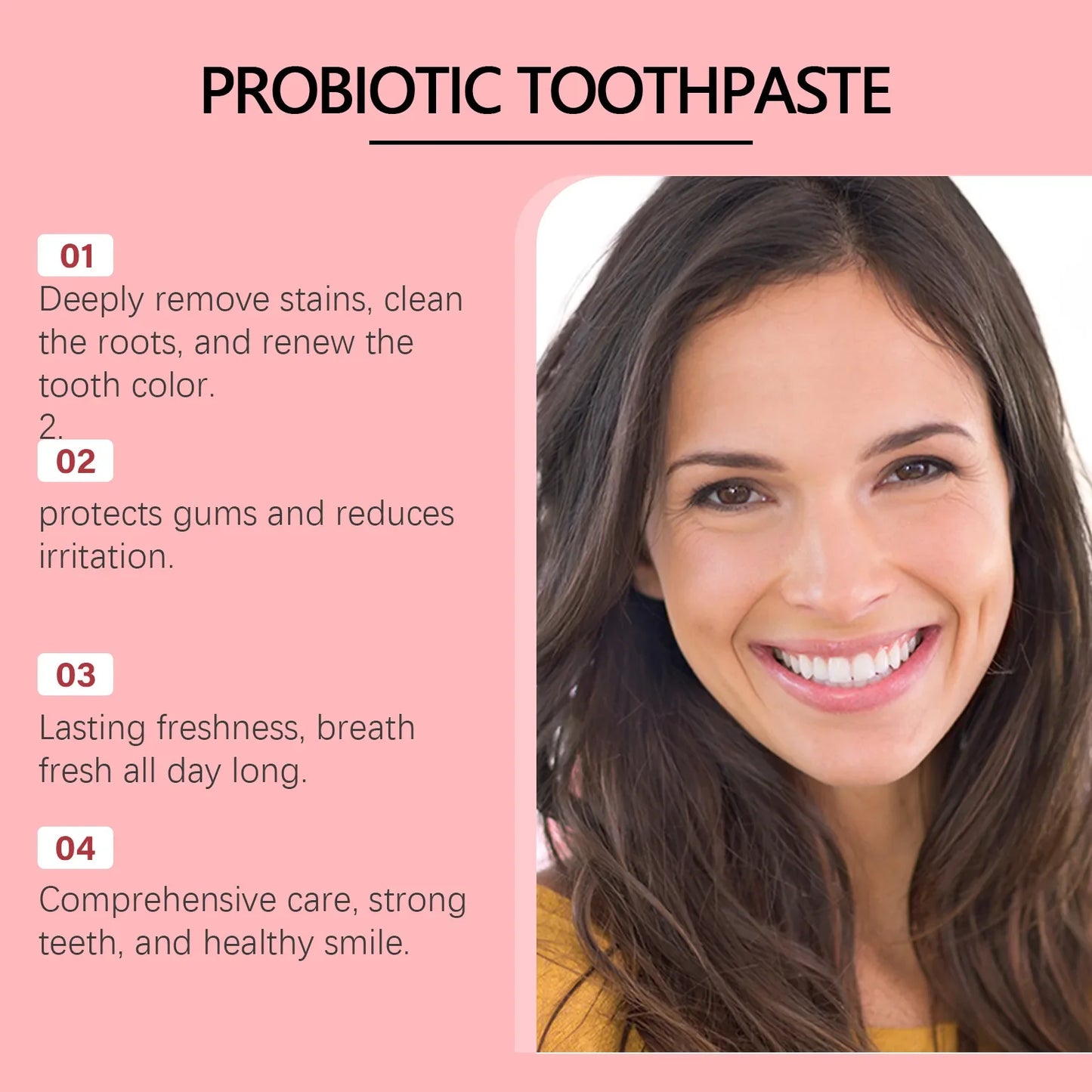 Probiotic Mint Toothpaste | Fresh Breath, Plaque & Stain Removal, Teeth Brightening for Smokers
