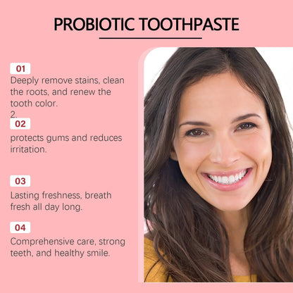 Probiotic Mint Toothpaste | Fresh Breath, Plaque & Stain Removal, Teeth Brightening for Smokers