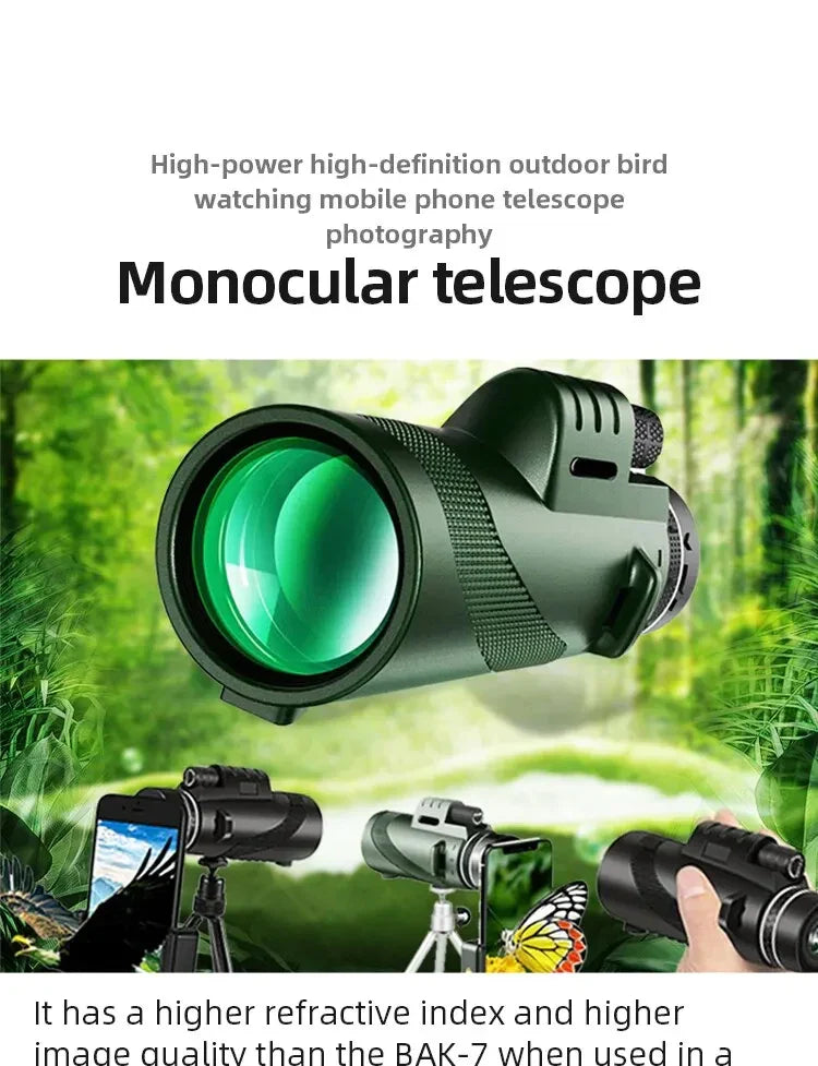80x100 Portable HD Zoom Telescope | Folding Long-Distance Mini Telescope for Hunting, Camping & Travel