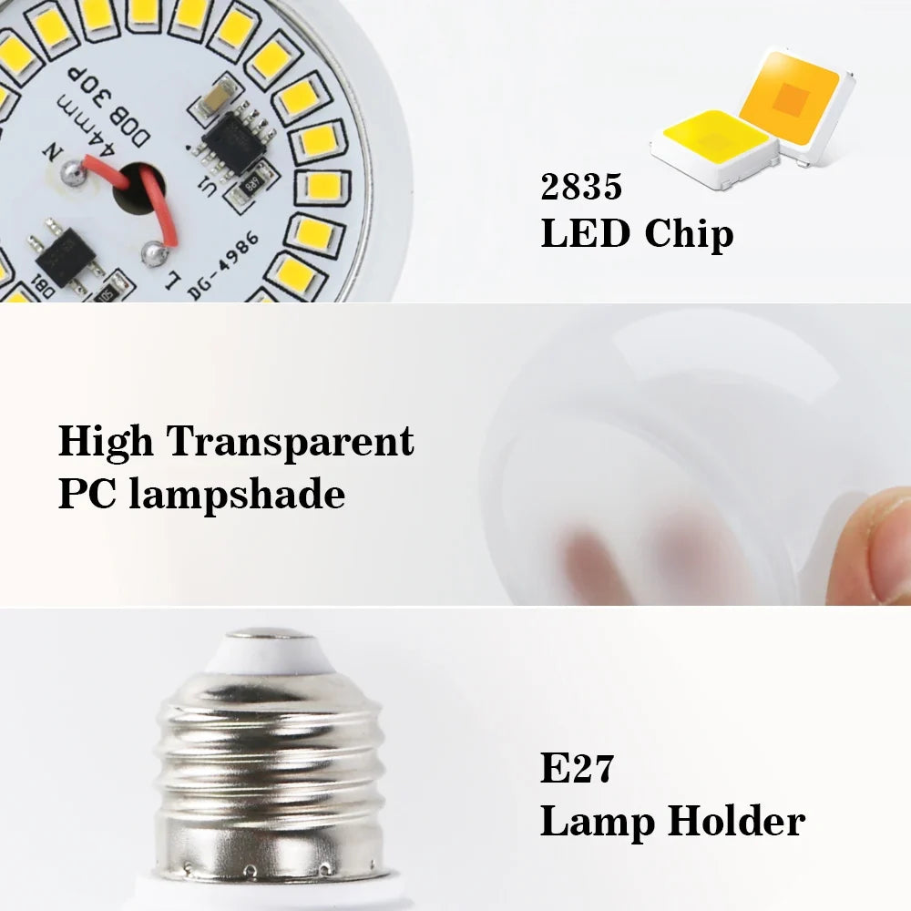 E27 LED Light Bulbs - AC 220V SMD2835 3W–18W Energy Saving Indoor Lamps