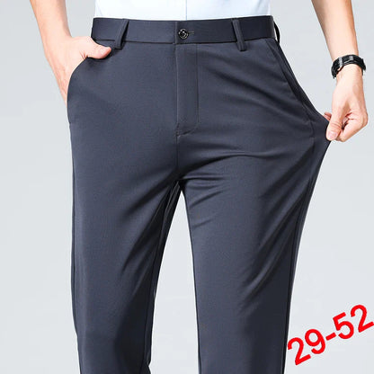 Plus Size Men's Business Suit Pants – Stretch Formal Dress Trousers | Classic Black for Big Men