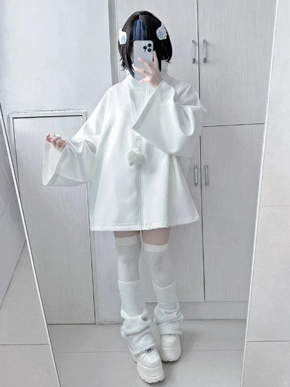 Spring Casual Hoodie – Women’s Loose Y2K Aesthetic Oversized Embroidered Harajuku Zipper Grunge Sweatshirt