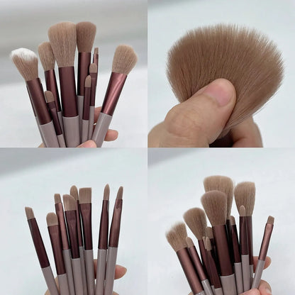13 PCS Makeup Brushes Set - Eye Shadow Foundation, Cosmetic Brush for Eyeshadow, Blush, Beauty Soft Make Up Tools with Bag