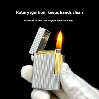 ST30 Vertical Pearl Chrome Oil Lighter – Stylish Side-Sliding Classic Metal Cigarette Lighter, Men’s Gift Accessory