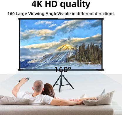 Foldable 16:9 Projector Screen with Stand – Wrinkle-Free 60–120" Portable Home Theater Indoor/Outdoor Screen