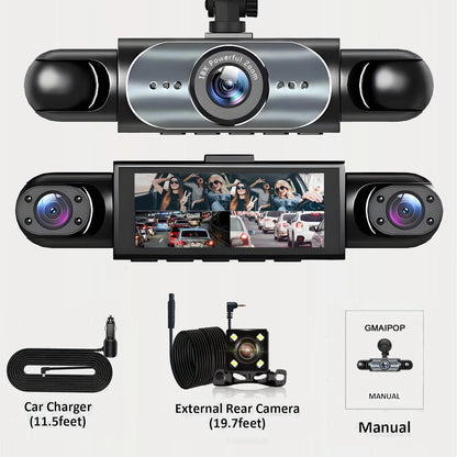 4-Channel 360° Dash Cam - Car Video Recorder with Night Vision, Parking Monitor & Loop Recording