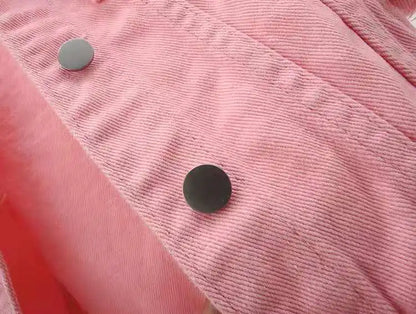 Women’s Denim Jacket – Spring & Autumn Short Coat, Casual Pink Jean Jackets, Loose Purple, Yellow & Blue Outerwear Tops
