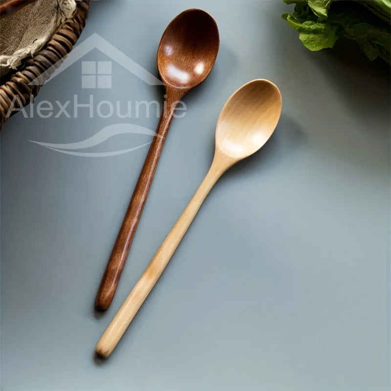 6-Piece Bamboo Wooden Spoon Set – 9” Korean Style Natural Wood Spoons for Soup, Cooking & Mixing